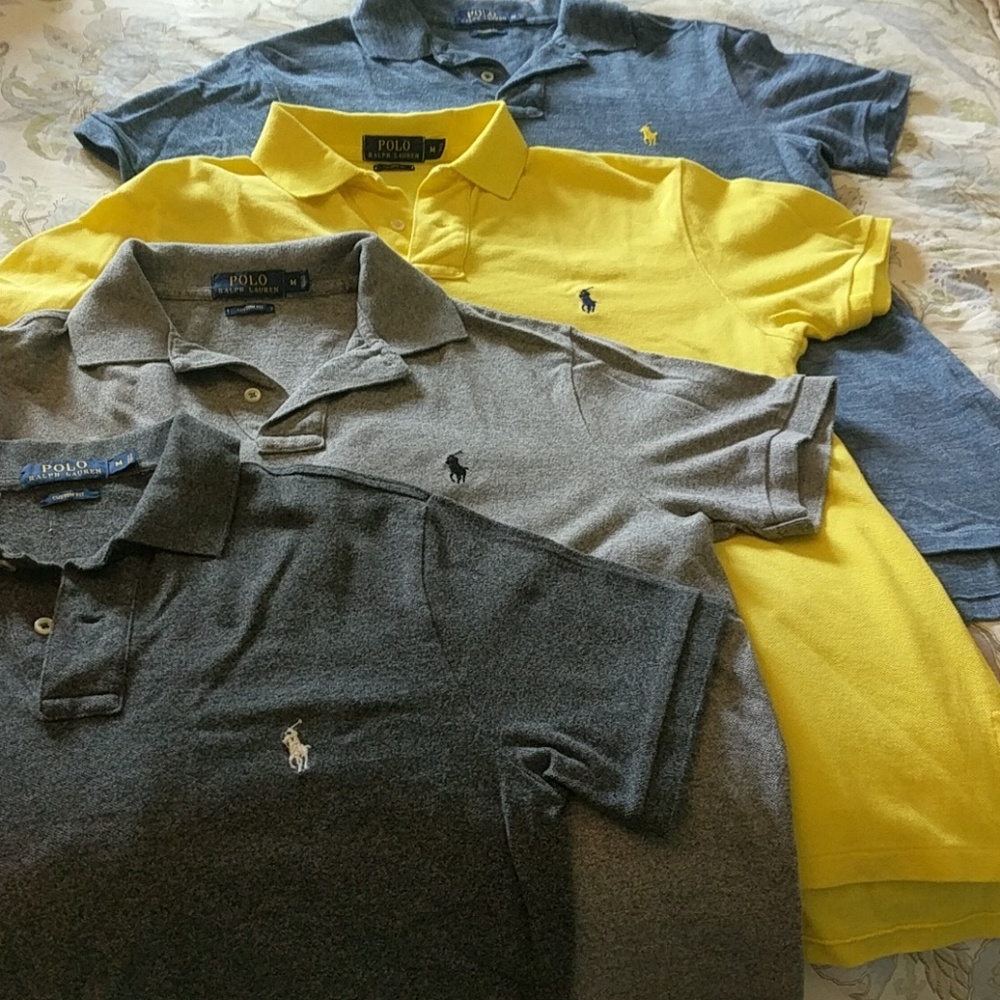 Lot of 4 Polo Ralph Lauren Custom Fit Men's Polo's